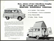 Bedford CA Dormobile Caravans 1959-1960 UK Market Single Sheet Sales Brochure