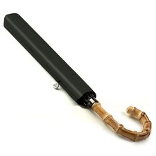 Fulton Portobello - Mens Auto Open Folding Umbrella with Bamboo Handle - Black