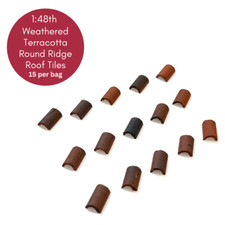 1:48th 0 Scale Weathered Terracotta Model Diorama Railway Round Ridge Roof Tiles