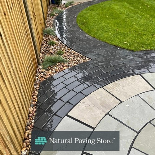 Black limestone paving cobble - black,