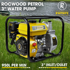 Petrol Water Pump 3" 6.5HP 4 Stroke Engine RocwooD 950 Litres Per Min