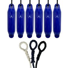 6x Hurricane Original Boat Fenders PM02 Sea Blue 48x12cm + Free Spliced Rope UK