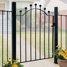 3ft Heavy Duty Metal Garden Gate Wrought Iron Pedestrian Arched Gate w/ Fittings