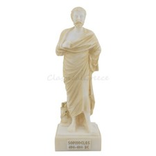 Statue Ancient Greek Tragedian Sophocles Alabaster 7" - 18cm Cast Marble