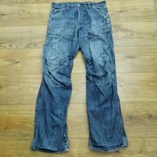 G Star Elwood Jeans Mens W32 L32 Blue Regular Fit Straight Leg Biker Denim