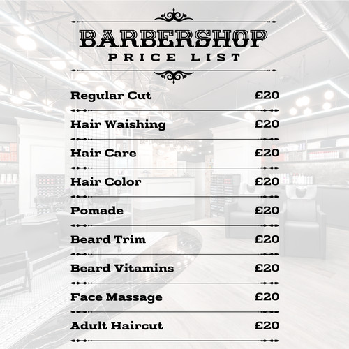 Personalised barber shop price - personalised,