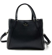 KATE SPADE NEW YORK BLACK LEATHER JACKSON MEDIUM TRIPLE COMPARTMENT SATCHEL BAG