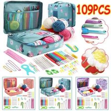 109PCS Crochet Hook Set 5 Rolls Yarn Knitting Needles Kit for Starters beginners