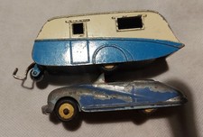 VINTAGE DINKY CARAVAN AND CAR, FAIR CONDITION, ORIGINAL PAINT.