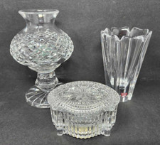 Waterford Crystal Alana Hurricane Lamp, Cats Music Box, Orrefors Vase