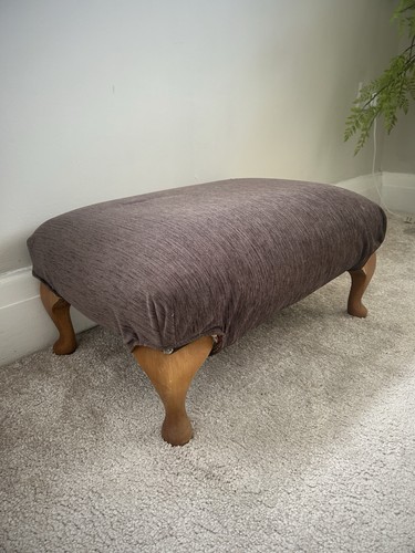 Vintage grey pine footstool - grey,