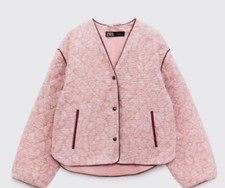 Zara Pink Paisley Floral Quilted Jacket M 10 12