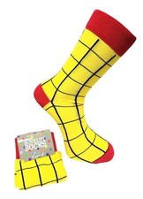 RUPERT  BEAR.  yellow checker unisex socks, a scarf  lapel pin badge or Annual