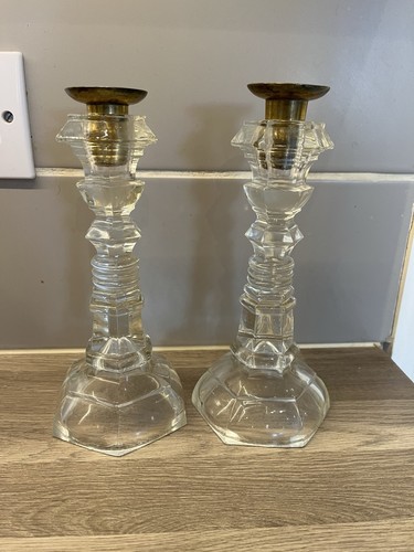 Pair vintage brass - and, pressed