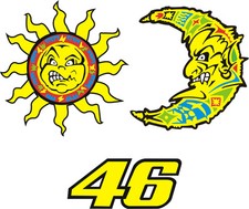 Valentino ROSSI 3 Plasticized Stickers Kit - 46 Moon & Sun - Moon & Sun