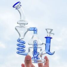 Pyrex 8.6" Glass Bong Recycler Coil Tornado Water Pipe Smoking Hookah Percolator