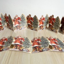 Vintage Christmas Santa Frieze Traditional Victorian Embossed Stand Decoration