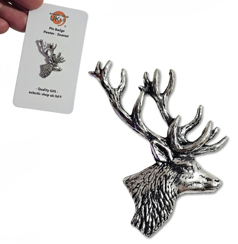 Stags head pewter pin - pin, badge