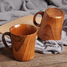 Wooden Coffee Mug Handmade Water Tea Cup 250ML Solid Jujube Wood Beer Mug 1PCS~