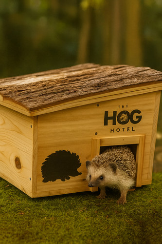 Wooden hedgehog house home - hedgehog,