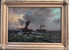 Antique 1875 oil painting