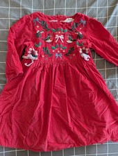 Boden red robins Christmas cord dress