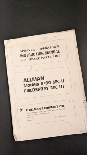 Manual for allman fielspray - manual,