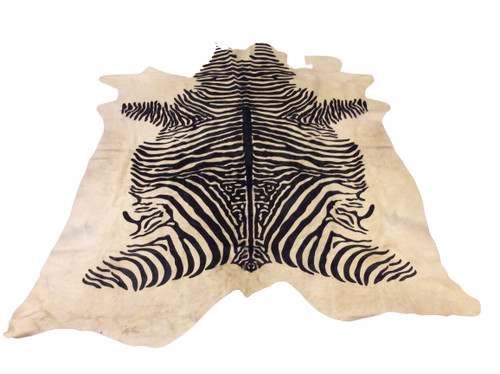 Cowhide area rug zebra black - area,