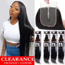 100% Unprocessed Brazilian 3Bundles with 4*4Lace Closure Virgin Human Hair Weave