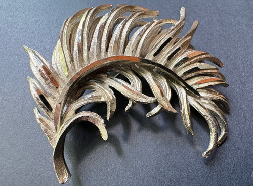 Feather leaf spray brooch - feather,