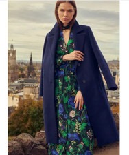 Barbour Angelina Flattering Longline Wool-ble Coat MSRP$680 Gorgeous Azure Blue