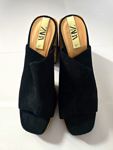 Zara black suede platform - black,