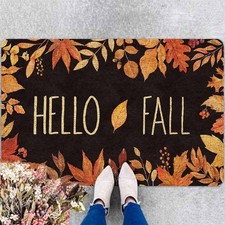 Hello Door Mat Fall Door Mat, Fall Maple Leafs Doormat for Indoor Outdoor Ent...