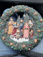 Vintage Christmas Decoration Wreath Dickens Scene Carolers Victorian Christmas