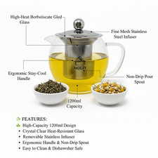 Glass Teapot Steel Infuser &
