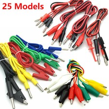 Banana Plug / Alligator / Crocodile Croc Clip Coloured Test Leads Double Ended