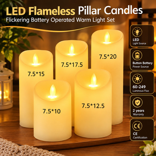 Led flameless pillar candles - flameless,