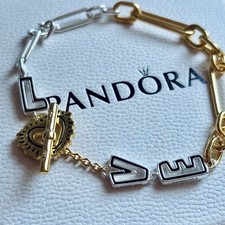 Pandora Me S925 ALE - Keith Haring Two-Tone Love Links Bracelet - Size 19