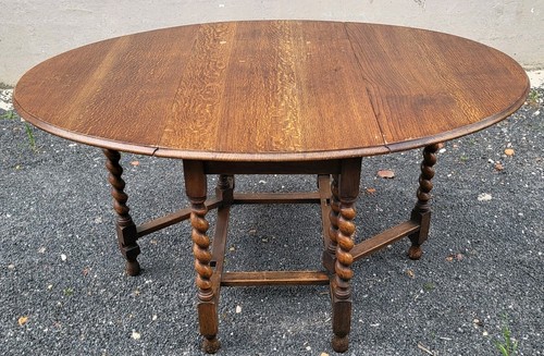 Antique oak drop leaf barley - oak,