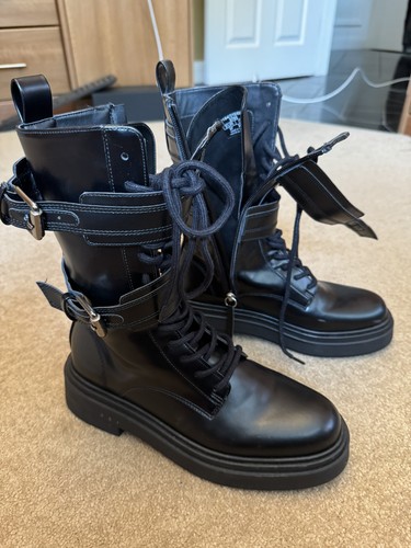 Zara leather biker boots - zara,