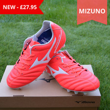 Kids Football Boots Mizuno  Monarcida New Coral Red Sizes 1.5 2 2.5 3 3.5 4