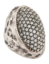 Saint Laurent Crystal Embellished Silver-Tone Cocktail Ring Women’s Size 5.75