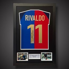 Rivaldo Hand Signed Barcelona Framed Football Shirt £499