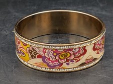 Frey Wille Multicolor Enamel Floral Bordered Bangle Bracelet Freywille
