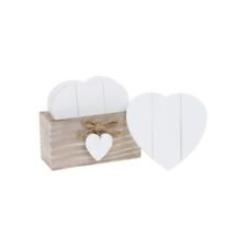 Set of 6 Provence White French Shabby Chic Wooden Heart Drink Coasters in a Box 