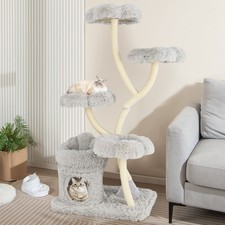 Freestanding Cat Tower Tall Cat Tree with 4 Flower-Shaped Platforms Cat Condo