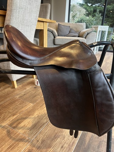 Brown leather pony saddle - brown,