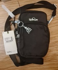 Kipling Dotty Crossbody Phone Bag In Black New Unused with Metal Monkey Charm