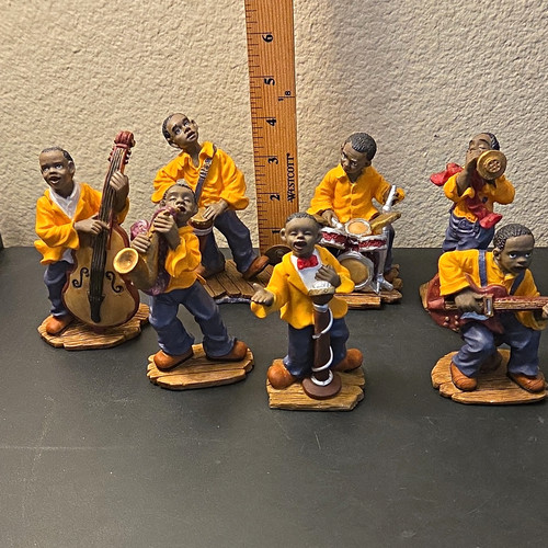 Painted resin jazz band - resin,