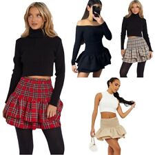 Ladies Frill Mini RaRa Skirt Women Tartan Check Pleat Gathering Mini Party Skirt